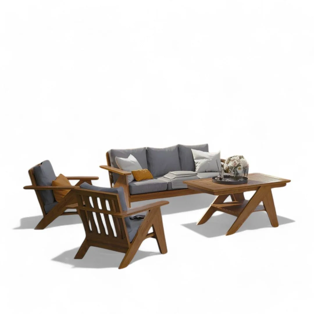 Modern İroko Bahçe Mobilya Takımı SUN-80